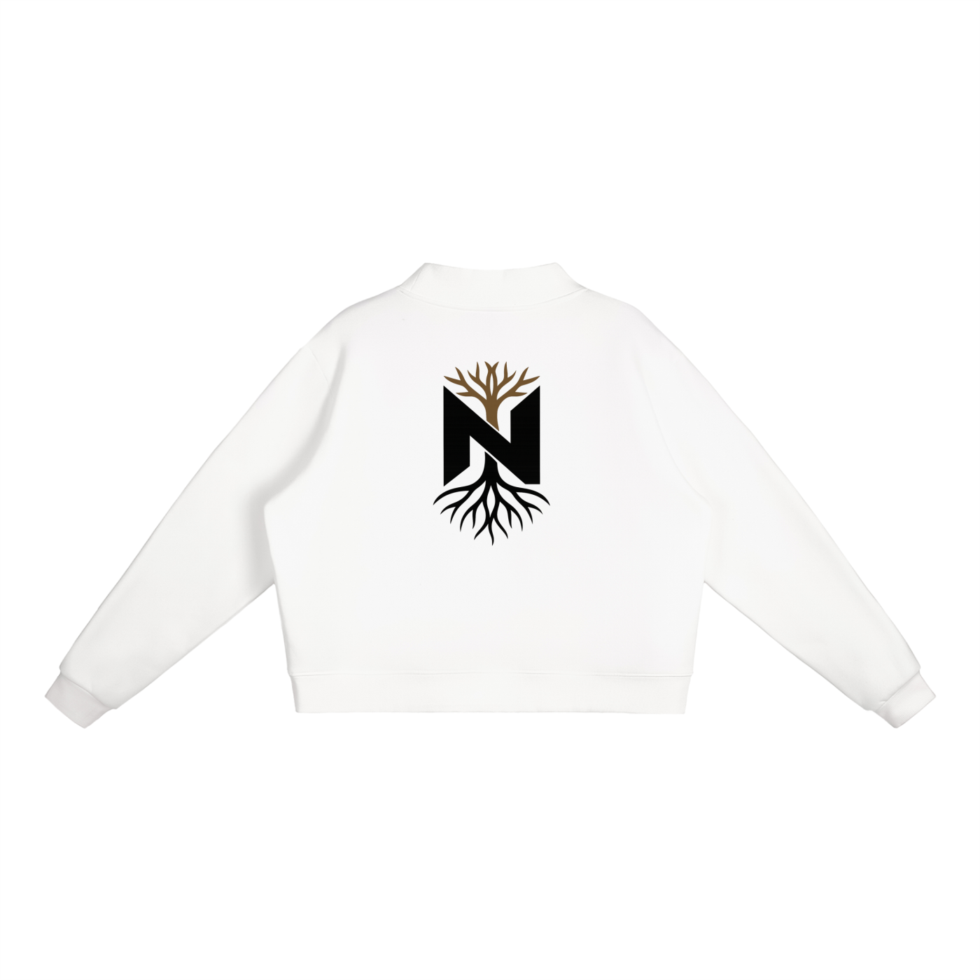 NZETE Women's Essential Fleece Mock-Neck Crew Sweatshirt | Oversized Drop Shoulder