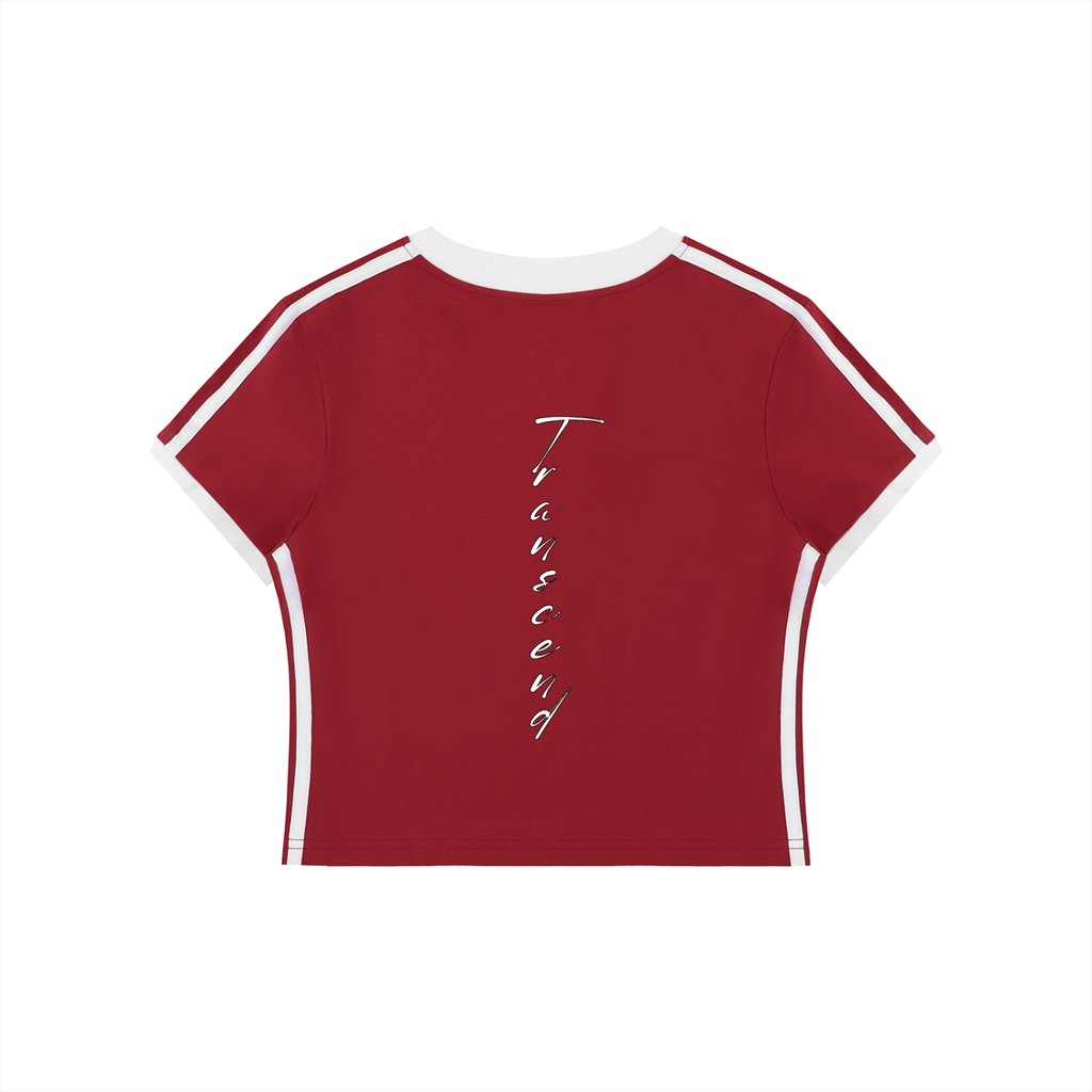 Women's Retro Binding V-Neck Crop T-Shirt