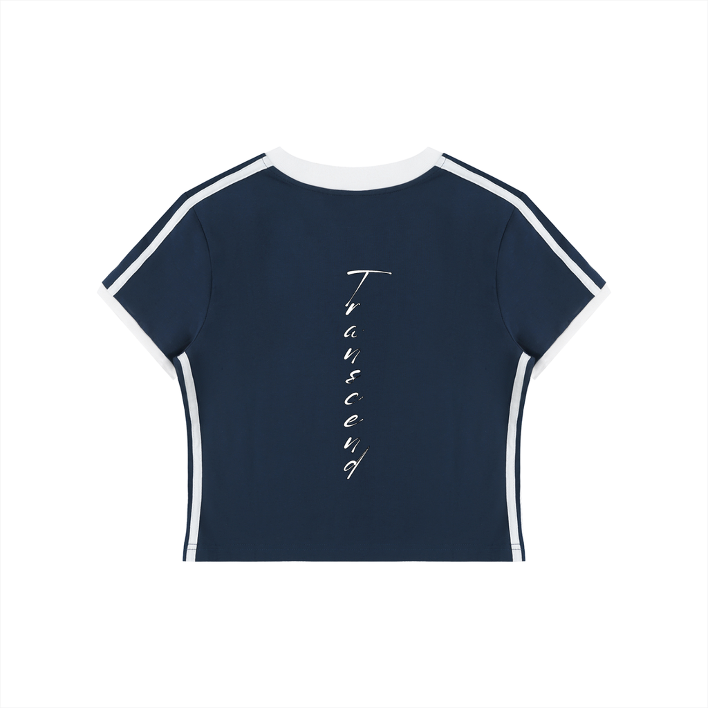 Women's Retro Binding V-Neck Crop T-Shirt