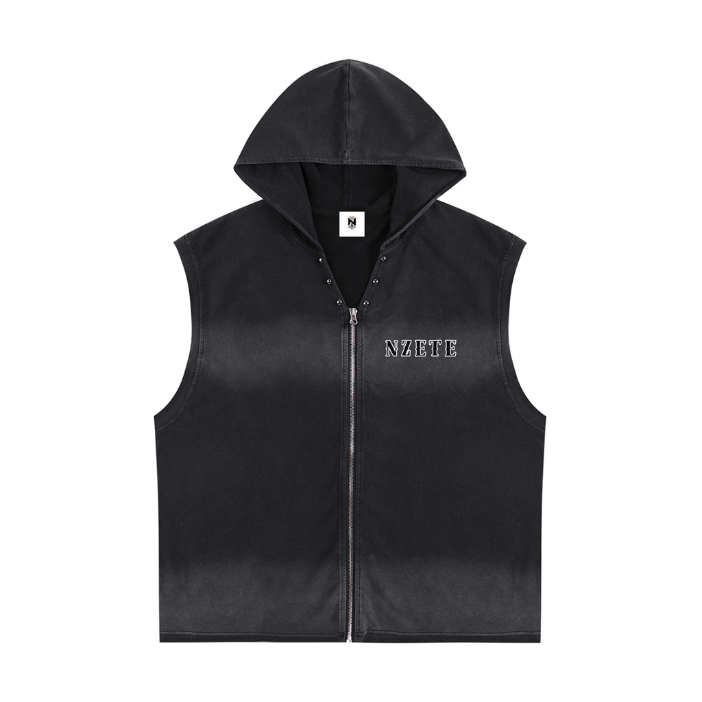 Vintage Washed Zip-Up Hooded Tank Top