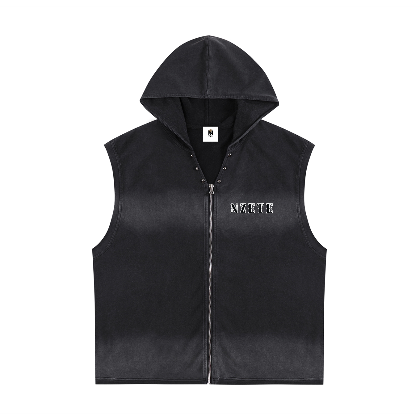 Vintage Washed Zip-Up Hooded Tank Top