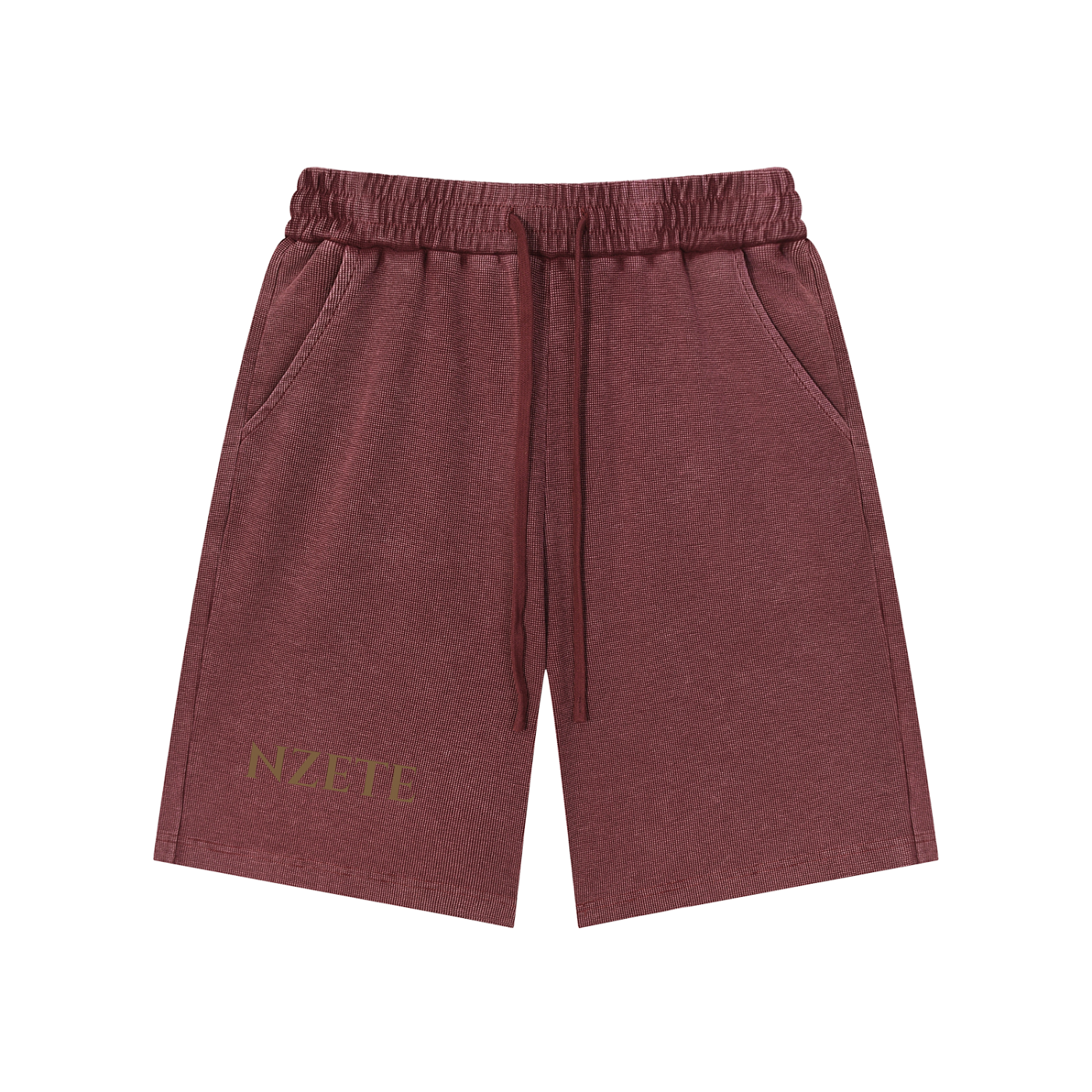 NZETE Mineral Wash Waffle Knit Shorts | Unisex Loose Mid-Waist