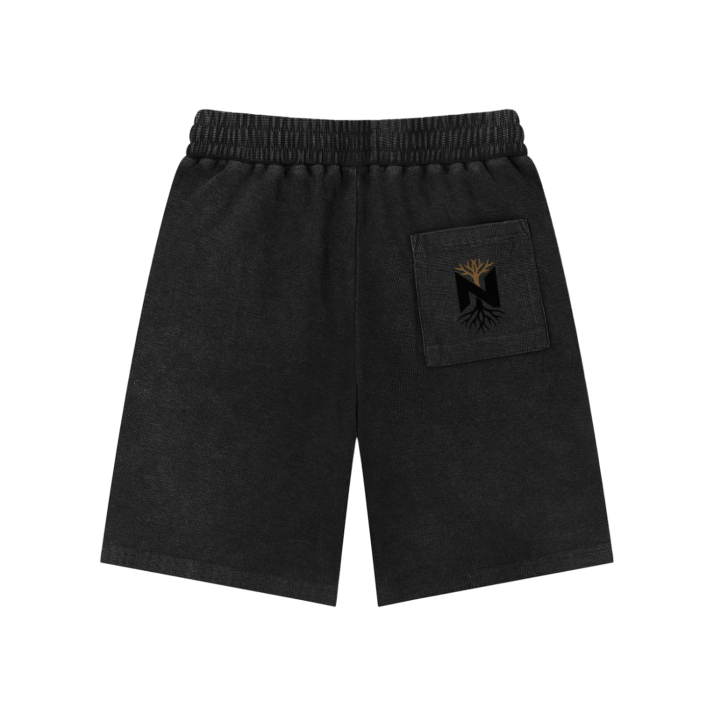 NZETE Mineral Wash Waffle Knit Shorts | Unisex Loose Mid-Waist