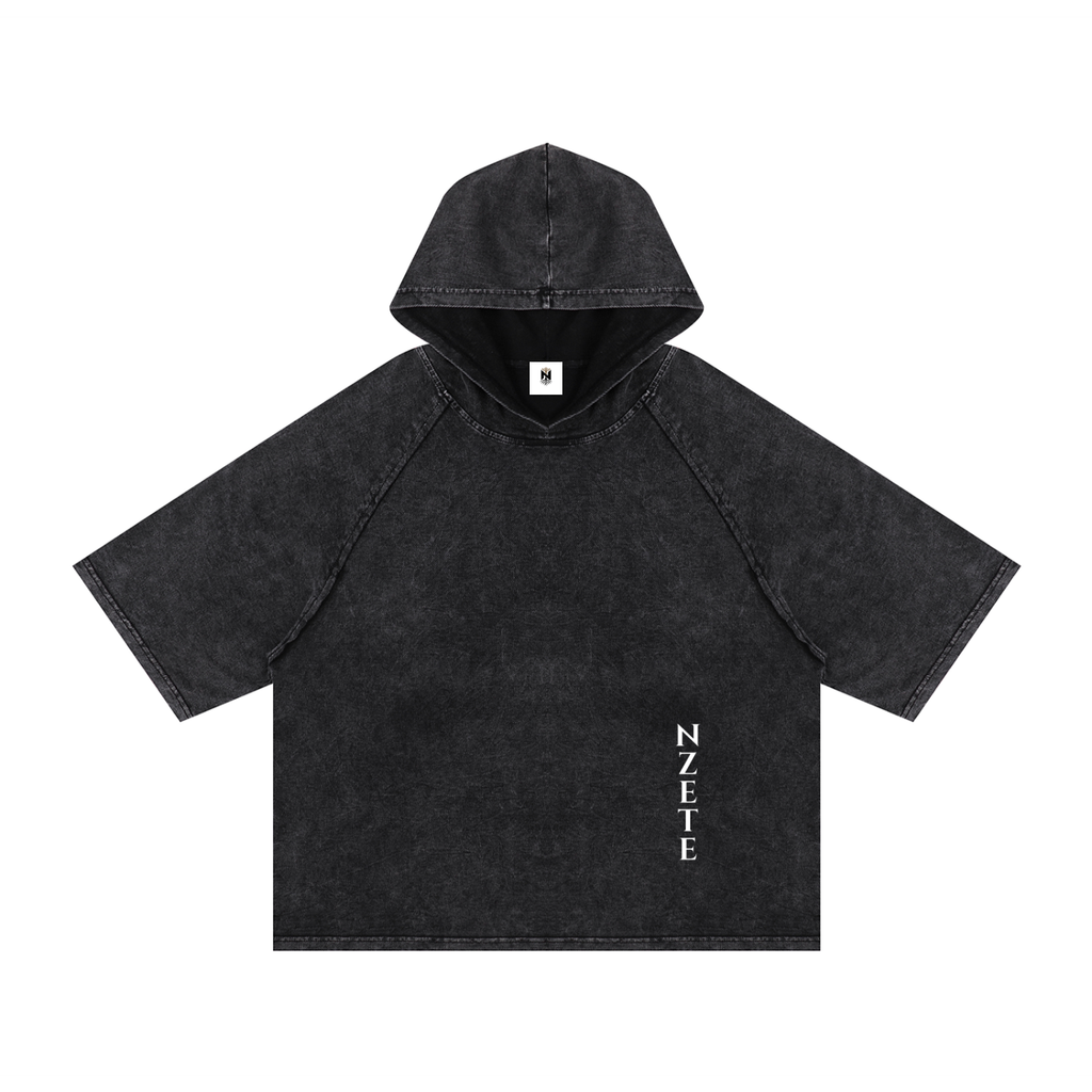 Snow Washed Hooded Boxy T-Shirt