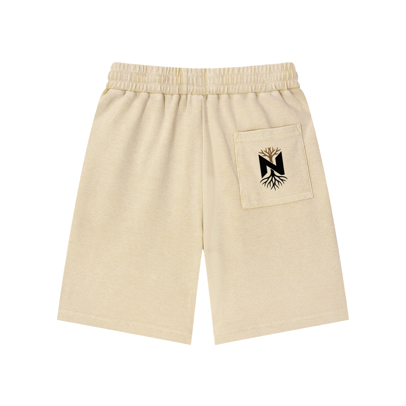 NZETE Mineral Wash Waffle Knit Shorts | Unisex Loose Mid-Waist