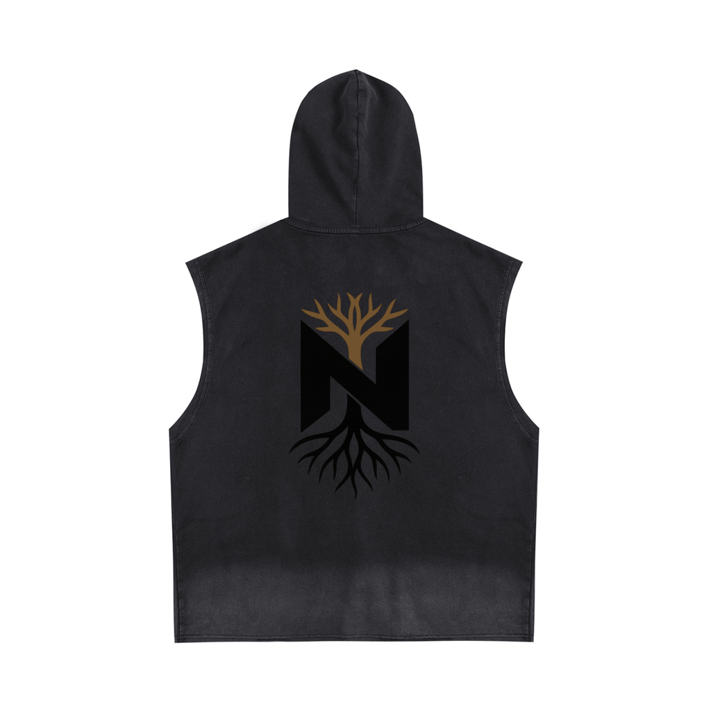 Vintage Washed Zip-Up Hooded Tank Top