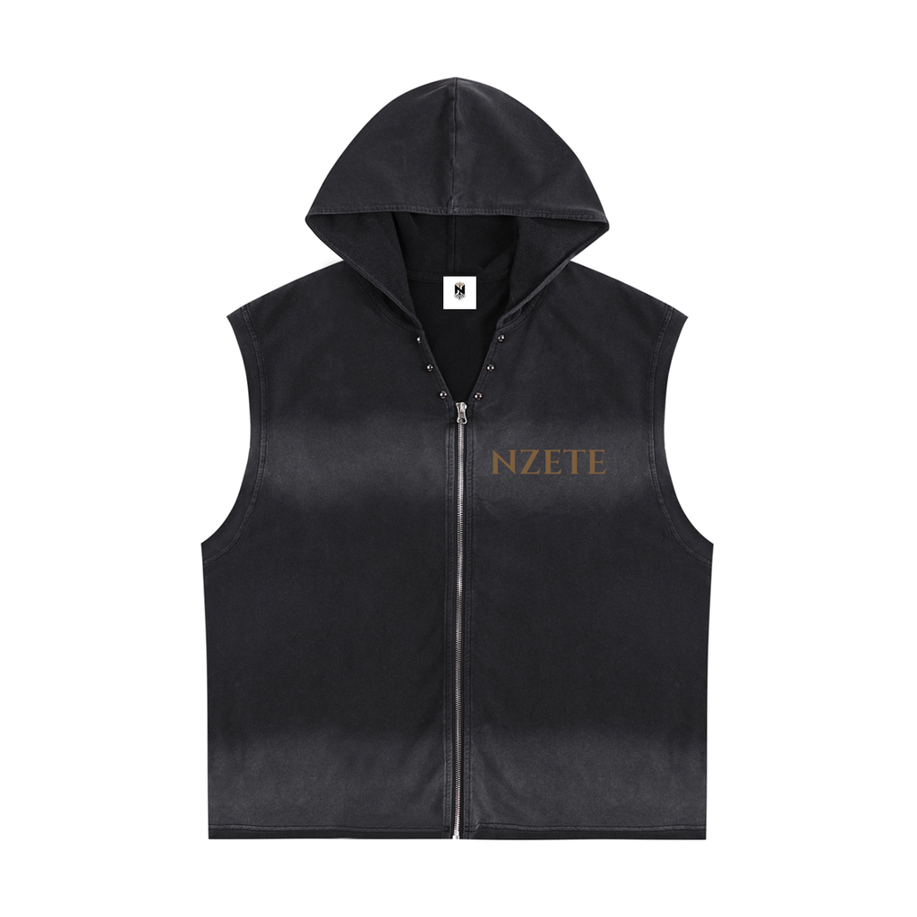Vintage Washed Zip-Up Hooded Tank Top