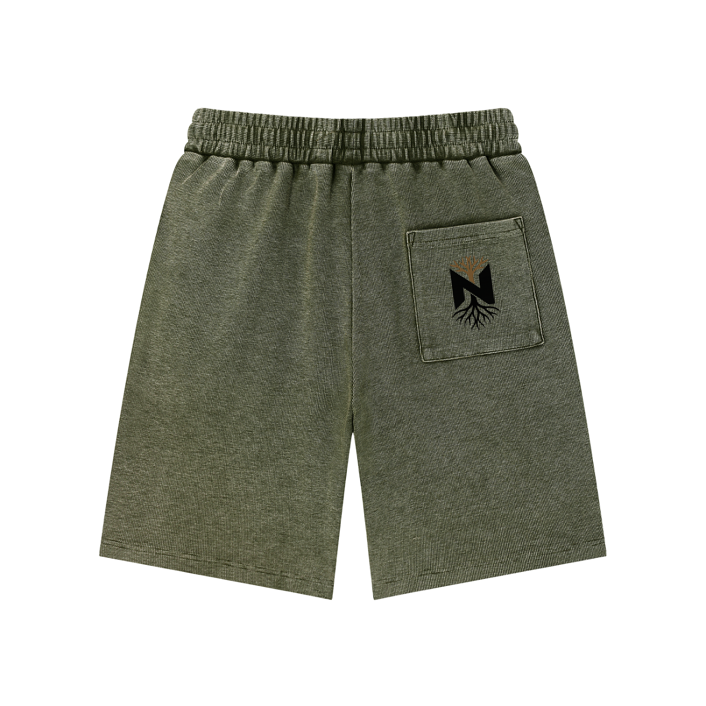 NZETE Mineral Wash Waffle Knit Shorts | Unisex Loose Mid-Waist