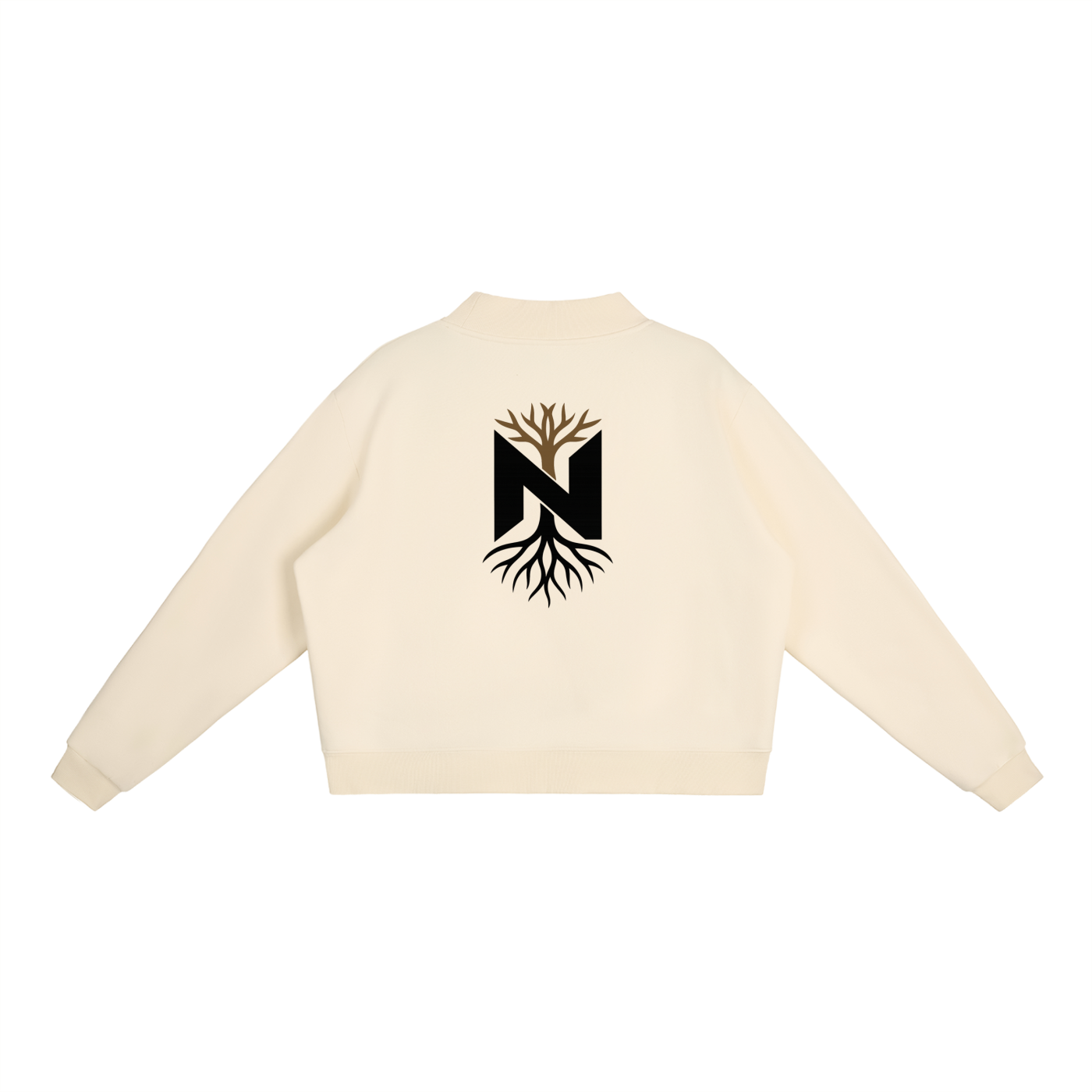 NZETE Women's Essential Fleece Mock-Neck Crew Sweatshirt | Oversized Drop Shoulder