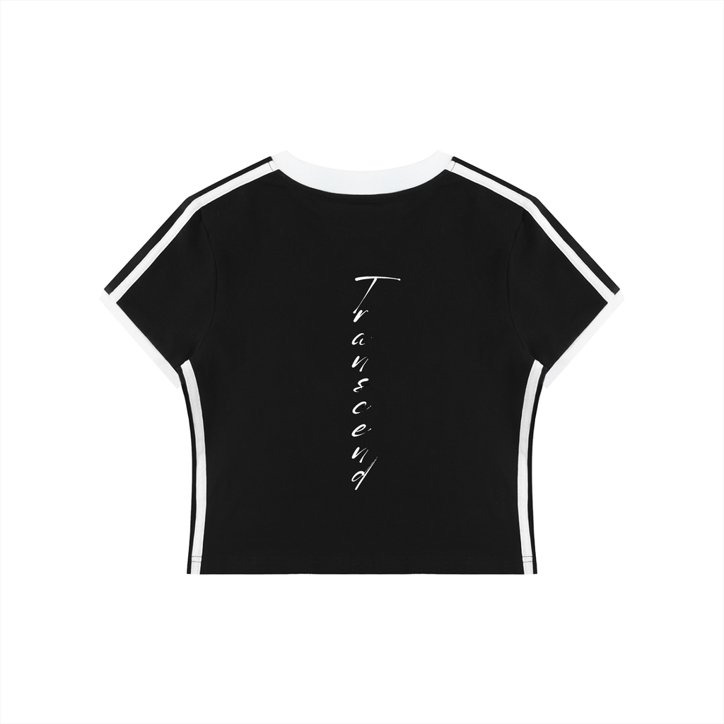 Women's Retro Binding V-Neck Crop T-Shirt