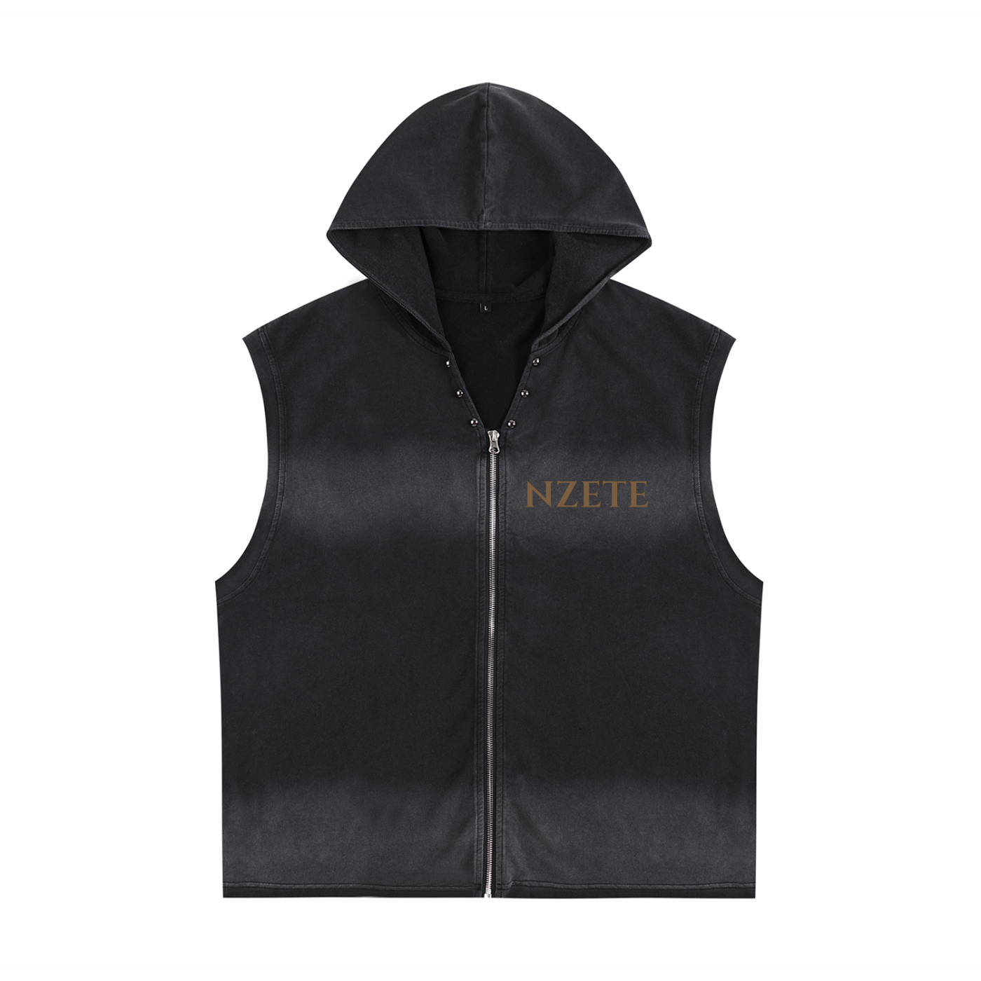 NZETE Vintage Washed Zip-Up Hooded Tank Top | Unisex Loose Fit
