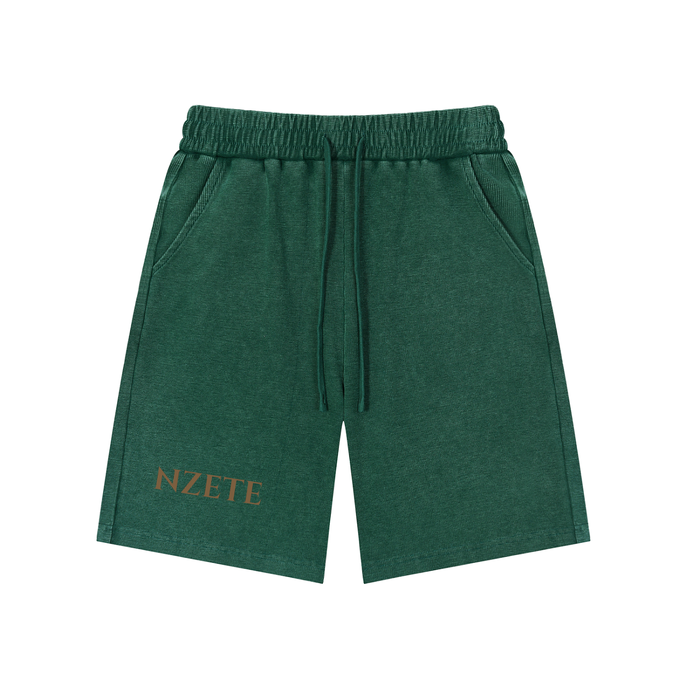 NZETE Mineral Wash Waffle Knit Shorts | Unisex Loose Mid-Waist