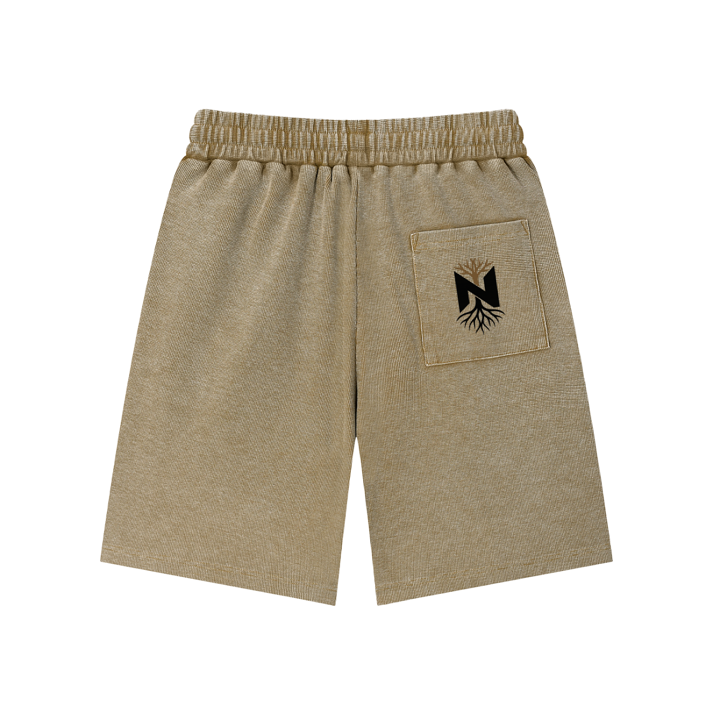 NZETE Mineral Wash Waffle Knit Shorts | Unisex Loose Mid-Waist