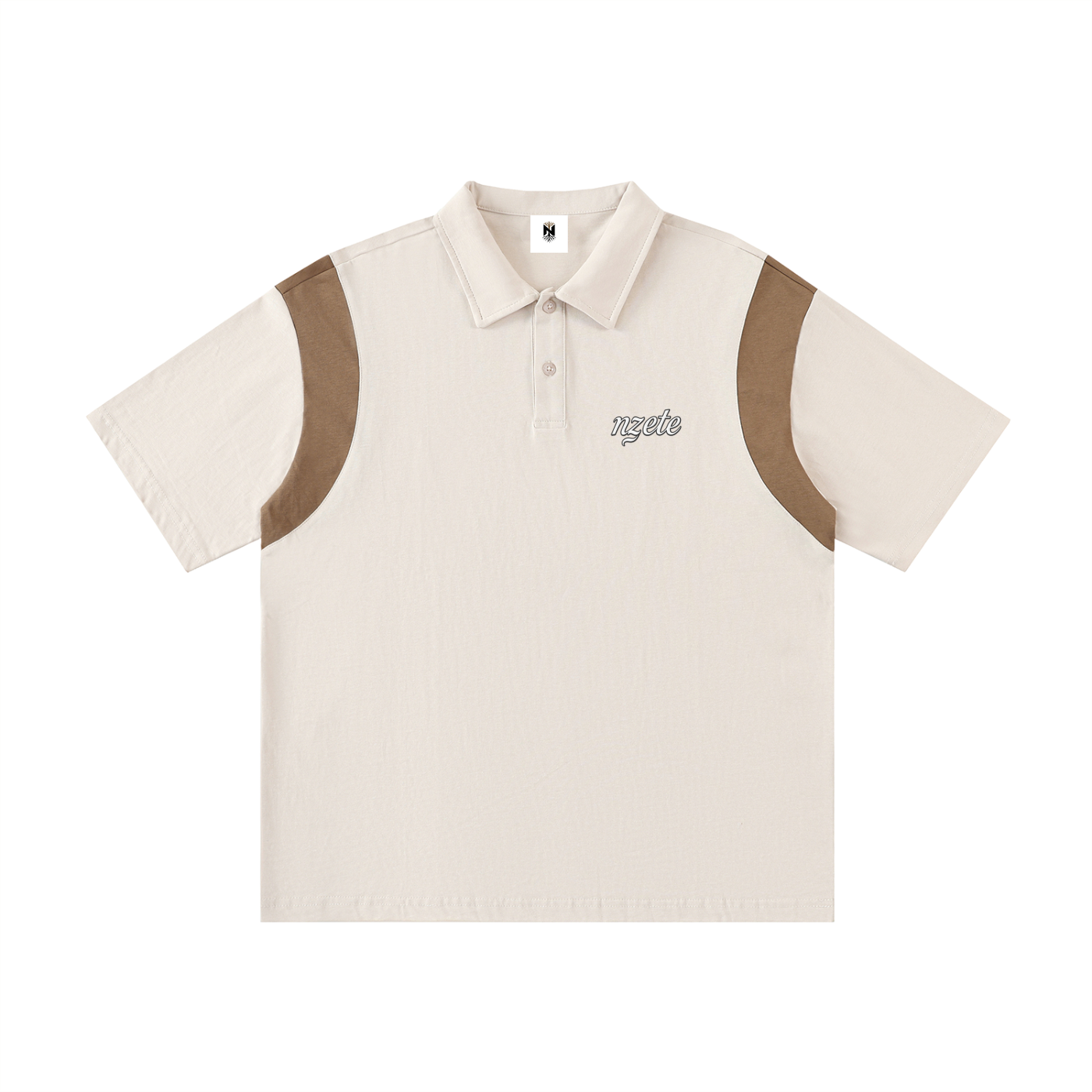 Contrast Panel Cotton Polo Shirt