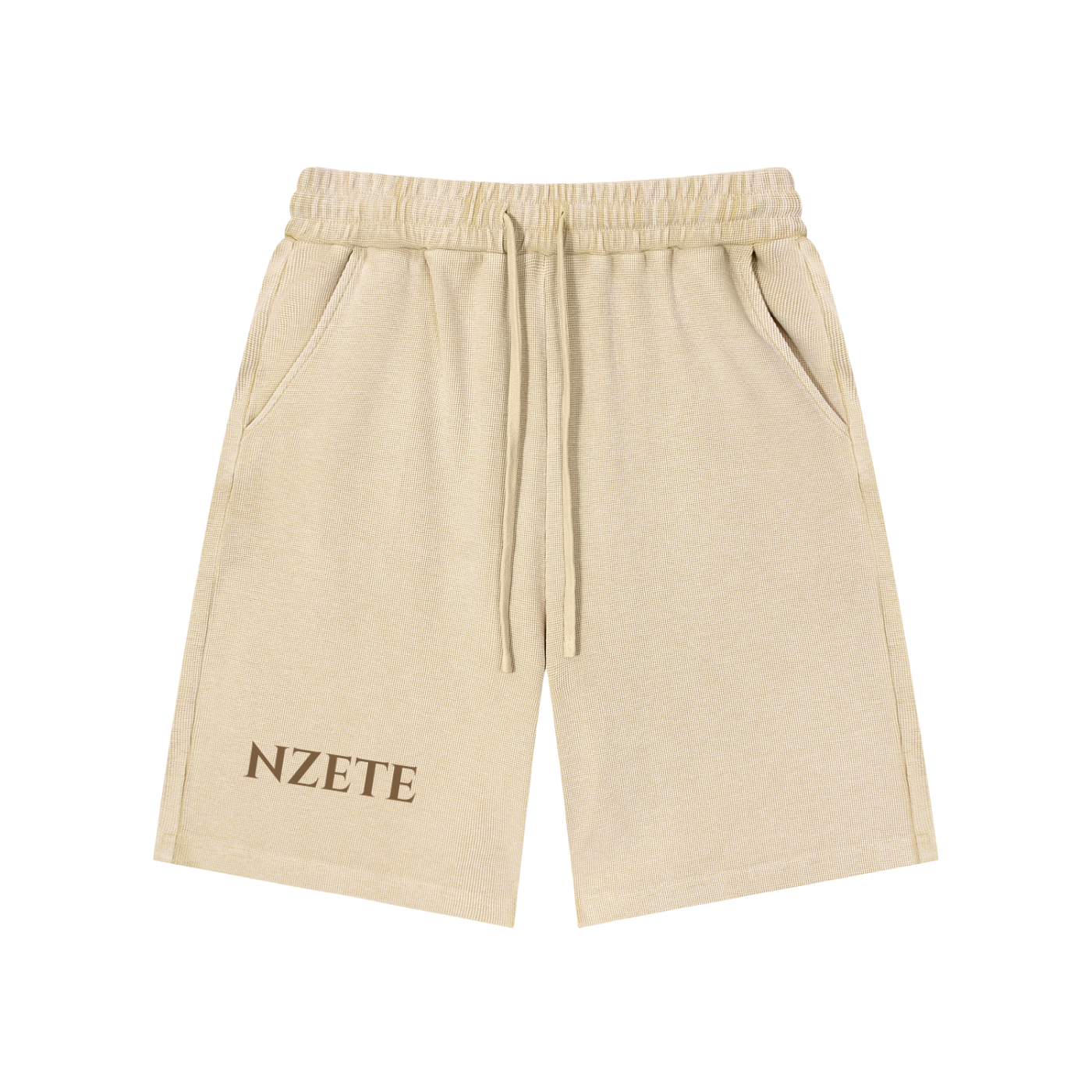NZETE Mineral Wash Waffle Knit Shorts | Unisex Loose Mid-Waist