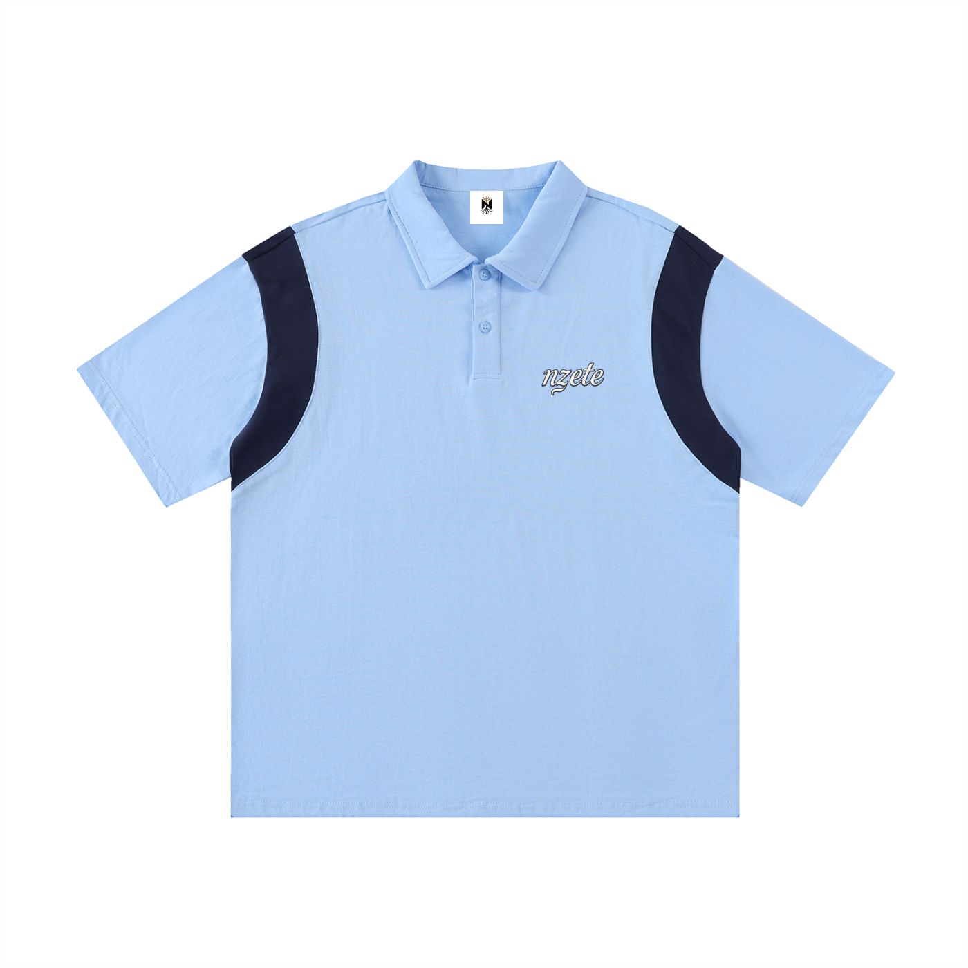 Contrast Panel Cotton Polo Shirt