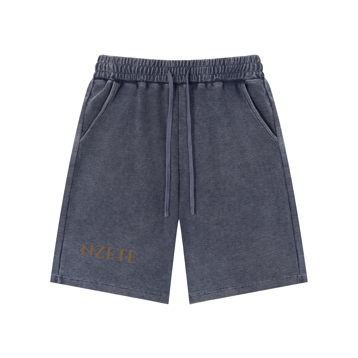 NZETE Mineral Wash Waffle Knit Shorts | Unisex Loose Mid-Waist