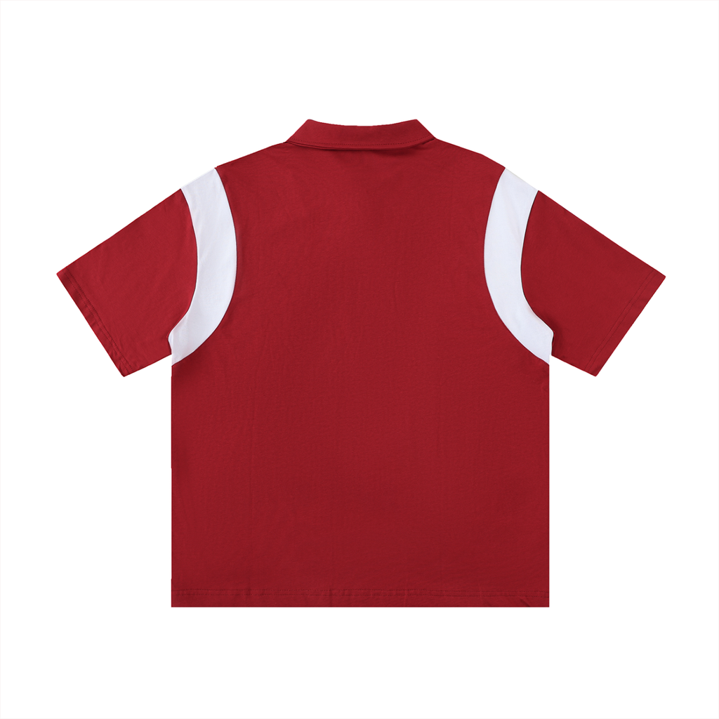 Contrast Panel Cotton Polo Shirt