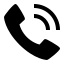 black telephone handset icon, communication symbol on transparent background